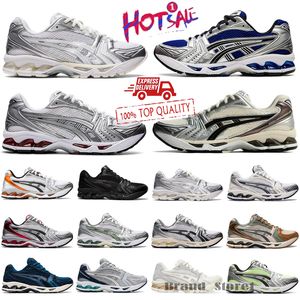 Designer Gel Kayano14 Y2K Running Sneakers Män Kvinnor Vintage Casual Trainers Läder Svartgrön Obsidian Grey Cream White Silver Low Athletic Outdoor Sports Shoes