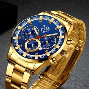 Inne zegarki luksusowe męskie kalendarz stali nierdzewnej data kwarcowa nadgarstka męska swobodne dłonie zegar Montre Homme Y240316