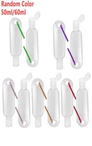 50ML60ML Empty Alcohol Refillable Bottle with Key Ring Hook Clear Transparent Plastic Hand Sanitizer Bottle for Travel Home4114654