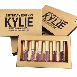 6st matt kylie flytande läppstift set fuktig vattentät naken kombination läppglans sexig ton kosmetik 240311