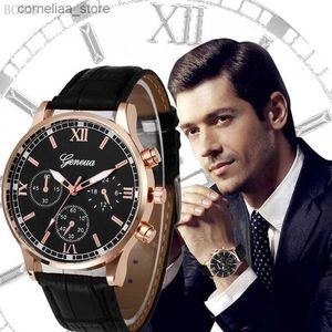 Другие часы Мужские деловые стильные повседневные мужские классические кожаные ремешки с большим циферблатом es Mature Style Кварцевые часы Relogio Feminino 2019 Y240316