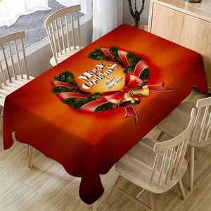 Table Cloth Christmas Bells Red Ribbon Bow Garland Pattern Kitchen Rectangle Tablecloth For Wedding Party Outdoor Picnic Mat