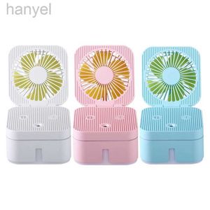 Electric Fans Square 2-i-1 luftfuktare Tyst mini-fläkt Portable Desktop Air Coolers Smart Personal Cooling Tool för Summer Home Office 240316