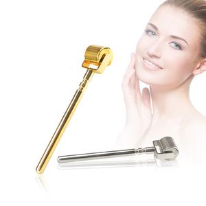 Stainless Steel Face Roller Massager Golden/Silver Dermaroller Metal Micro Needles Face-lift Wrinkle Remover Micropin Skin Care 240312