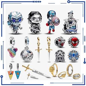 925 Silver 2024 New Shield Lollipop Charm Beads Suitable for PAN Bracelets Women's Power Game Pendant Beads Jewelry Free Shipping