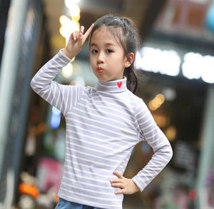 2019 Spring Autumn New Style The Girl High Collar Stripe Style Fashion Long Sleeve Tshirt Children Clothes8824622