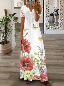 Designer Women's Clothing 2024 Spring and Summer Womens New Fashion Lace Long Dress Fashionable and Sexy Women's Dress Ladies Lace Bodycon V Neck White Dress 271l