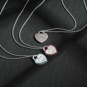 Designer High version tiffay and co 925 silver heart-shaped enamel necklace fashion love pendant collarbone chain gift