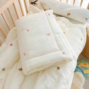 Мультяшное детское одеяло с медведем и кроликом, одеяла из мягкого хлопка, детское одеяло, весна-осень-зима, завернутое в пеленание, постельное белье 100120 см 240313
