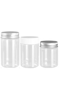 Dia68mm PET Clear Plastic Empty Bottle Cosmetic Packaging Hair Wax Pot Plastic Cap Aluminum Lid Food Candy Flower Tea Jars Contai4325550