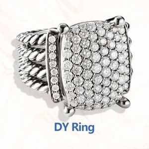 Klassisk modedesigner ring dy varumärke ring 925 sterling silver två ton cross pärla kvinnors vintage david smycken lyx diamant bröllop gåva