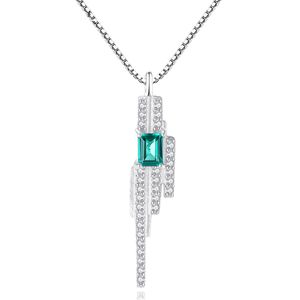 Retro Necklace S925 Sterling Silver Micro Set Zircon Emerald Pendant Necklace European Fashion Women Collar Chain Wedding Party Jewelry Valentine's Day Gift SPC