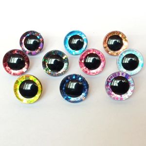 20pcslot 3D fynd fyllda leksaker Glitter säkerhetsögon nonwovens Hard Washer Clear Plush Doll Round Plastic Safety Eyes 240305