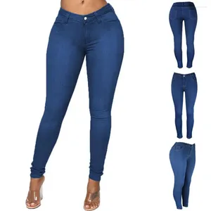 Women's Jeans Cool Women Retro Butt-lifting Lady Skinny Slim Fit Button Zipper Denim Trousers For Office