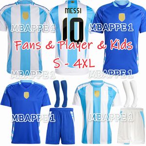 S-4XL Oyuncu Hayranları Sürüm 2024 Arjantin Messis Futbol Formaları 24 25 DYBALA DI MARIA Martinez de Paul Maradona Fernandez Spor Futbol Gömlek Erkek Çocuk Socks Kit