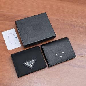 Wallet Designer Men Classic Leather Triangle Emblem PVC Business Card Casual Style Credit Holder Short Flip Cover Purse Women Coin Pouch Gift With