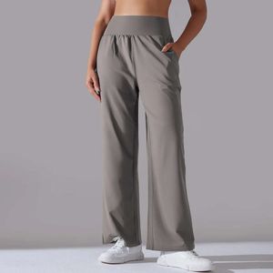 Lu Pant Align Lemon Леггинсы с высоким воротником и расклешенными карманами на талии для высоких женщин Эластичные брюки для йоги Fiess для спортзала Уютные повседневные леггинсы для бега Женские Ti