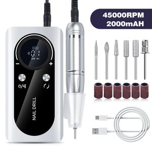 USB 45000 U/min Nagelbohrmaschine Tragbare professionelle Maniküre elektrische Nagelfeile wiederaufladbare Maschine Gelpolierstift Nail Art Tool Geschenk 240314