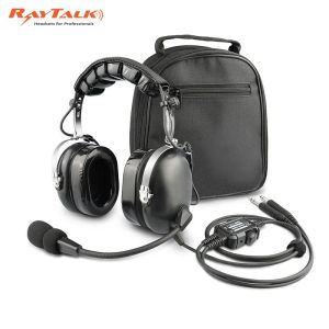 Hörlurar/headset Aviation Headset för piloter inkluderar headsetväska, brusreducerande mikrofon, GA Dual Plug, MP3 Stereo Support, Soft Ear Pad, Free Ship