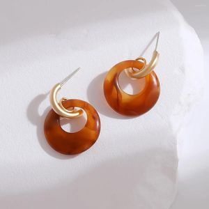 Dangle Brincos Coreano de Alta Qualidade Matéria Cobre Latão Resina Círculo Design Brinco Para Mulheres Delicadas Compras de Rua Jewerlry Venda