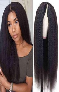 Nxy Wigs v u Part Wig Human Hair No Leae Out Kinky Straight for Women 180 Glue Yaki Wig2207019355902