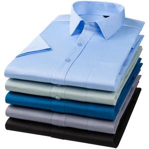 Camicie casual da uomo Novità Camicia da uomo a maniche corte in tinta unita elastica su quattro lati Moda Casual Business Nessun abbigliamento da uomo professionale BlusasC24315