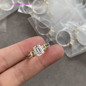 Tifaniym Classic New S925 Pure Silver T Colored White Diamond Ring Electropated Thick Gold Advanced Precision Inlay K6O4