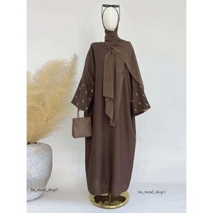 Ethnic Clothing Moon Embroidery Abaya Thin Linen Effect Fabric Batwing Sleeves Kimono Muslim Women Dubai Islamic Hijab Robe Ramadan 445
