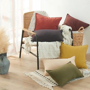 Pillow Soft Washed Cotton Cover 45x45cm Pure Solid Color Pressed Edge Modern Simple Square Throw Pillowcase Home Decoration