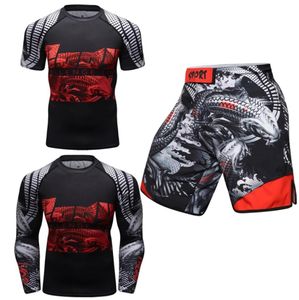 Rashguard Jiu Jitsu T shirt MMA Shorts Sets Muay Thai Rash Guard Gym Tracksuit BJJ Kickboxing Sport Suit Mma Clothing 2206163659456