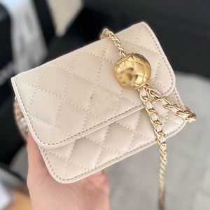 24C Classic Gold Ball Mini Flap Shoulder Bags France Brand Quilted Lipstick Crossbody Bag Luxury Designer Fashion Women äkta läderkedjesmynt Purse