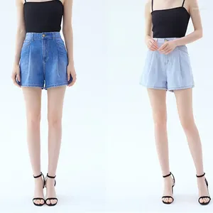 Kvinnors shorts brett ben denim för damer 2024 sommar hög midja fast färg lösa casual jeans