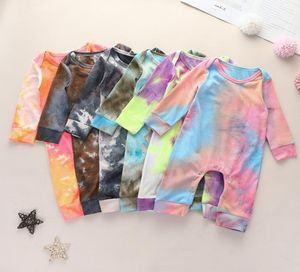 2020 Nya vårens höstbarnskläder Baby Tie Dye Romper långärmad spädbarn Gradient Färg Jumpsuits pojkar flickor Casual kläder M21405342