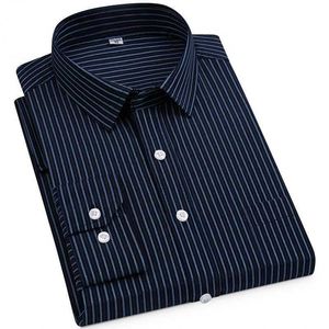 Mäns casual skjortor Mens Long Sle randiga skjorta Icke-formell casual kontor Social Business Dress Shirts Standard-passning Bomull Högkvalitativ topc24315