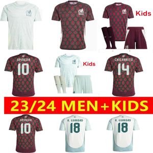 2023 2024 2025 México camisa de futebol H. LOSANO CHICHARITO G DOS SANTOS 23 24 25 conjuntos de camisa de futebol masculino / infantil kit uniforme mexicano S-4XL