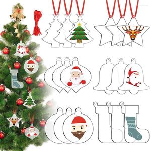 Portachiavi 10 pezzi ornamenti natalizi in acrilico trasparente campana rotonda modello albero dischi vuoti portachiavi ornamento per la decorazione fai da te