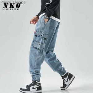 Men's Jeans CHAIFENKO New Hip Hop Cargo Jeans Pants Men Fashion Casual Harem Joggers Trousers Men Streetwear Denim Jeans Men Plus Size M-8XLL2403