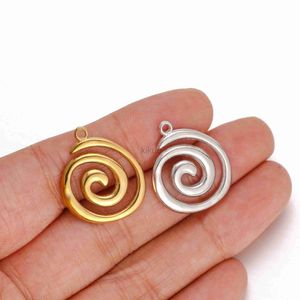 Dangle Chandelier 3PCS Stainless Steel Gold Color Round Vortex Charms Spiral Swirl Pendant For DIY Necklaces Earrings Jewelry Accessories Supplies 24316