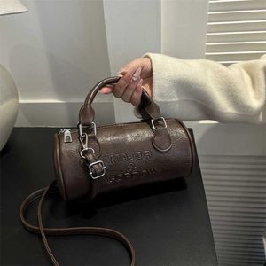 Women's Bag Minimalist and Fashionable Embossed Letter Handbag Crossbody Boston Cylinder