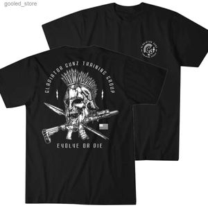 Camisetas masculinas Spartan Warrior Skull Gladiator Gunz Tactical Training T-shirt Novo 100% Algodão O-Neck Manga Curta Casual Mens T-shirt Tamanho S-3XL Q240316