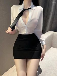 Work Dresses Summer Style Sexy Women Tight Buttocks Skirt Set Fashion Elegant Mature Charm Secretary Uniforms Nightclub UZ2U