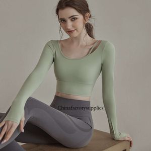 Slim Yoga Shirts Kobiety z długimi rękawami topy uprawy Fiess bieganie sportowe koszula z klatką piersiową żeńska gimnastyczna odzież sportowa