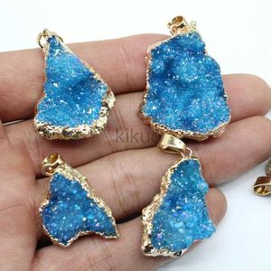 Dangle Chandelier 5pcs Raw Mineral Azul Cristal Pingente Cura Energia Sorte Pedra Natural Reiki Jóias para DIY Pedra Colar Pingente Brinco 24316