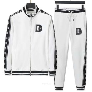 Hög version Mens Tracksuit D Letters broderad jacka byxor Set Designer kostym Baseballjackor Sweatpants Two-Piece Set