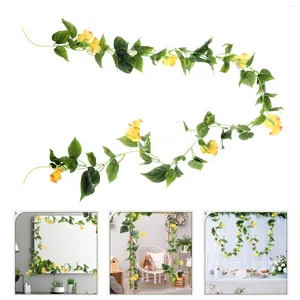 Dekorativa blommor gul konstgjorda vinrankor Morning Glory Vines Flower Garland för bakgrundsgirslanddekor med hemhänge hängande vägg