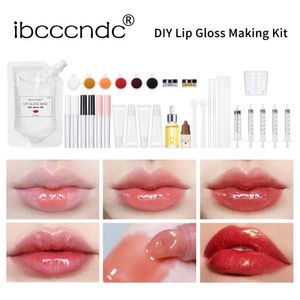 Fuktgivande läppglans som gör kit Clear Lip Gloss Base Diy Raw Material Tool Kit Shiny Glitter Lip Tints Handmade Cosmetic 240311