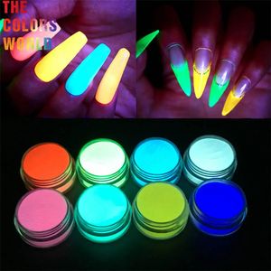 Brilho luminoso no pó escuro acessórios de manicure luminosa mergulho pigmento cristal pós para extensão da arte do prego noite pesca 240306