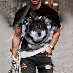 Mäns casual skjortor par varg tryckt t-shirt herr 3d topp t-shirt kort släde camisetta rund hals t-shirt mode casual stor 6xlc24315