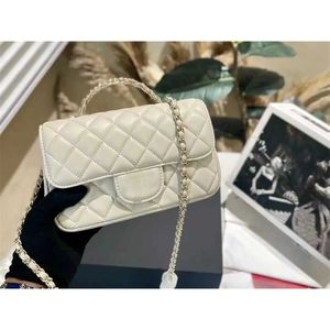 Metal 23A Luxury Flap Bag Mini Crossbody White Liten Handheld Rhinestone Flip Classic Handle Gold Woven Chain Quilted Handbag Designer Wallet 20cm