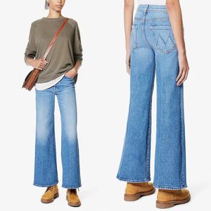 Women denim pants High waist stretch wide leg flare jeans 240309